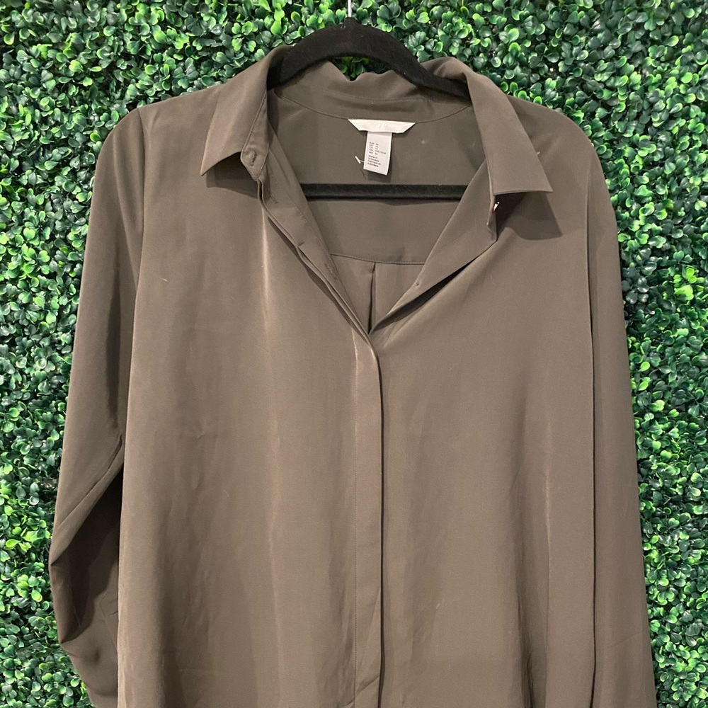 H&M Button Down Olive Green Shirt